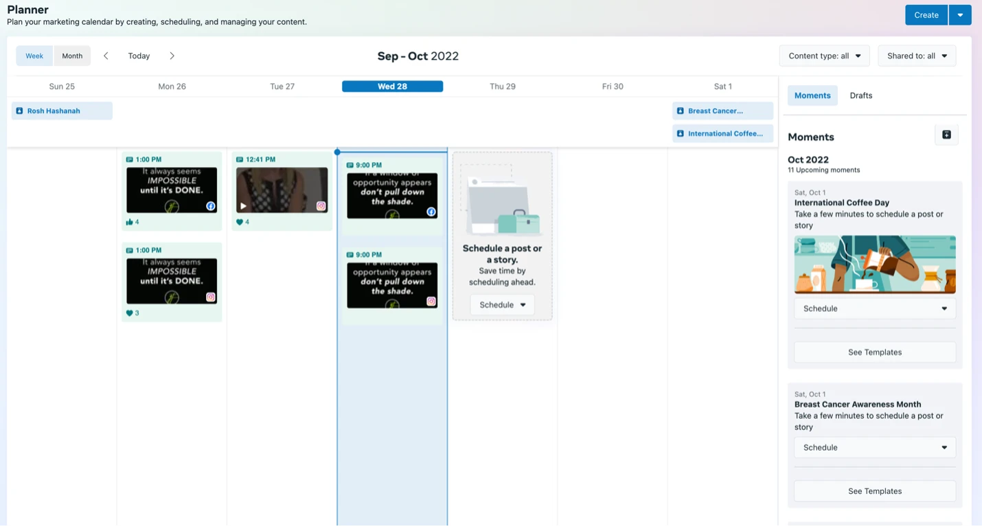 2. Planner, within the Meta Business Suite.
